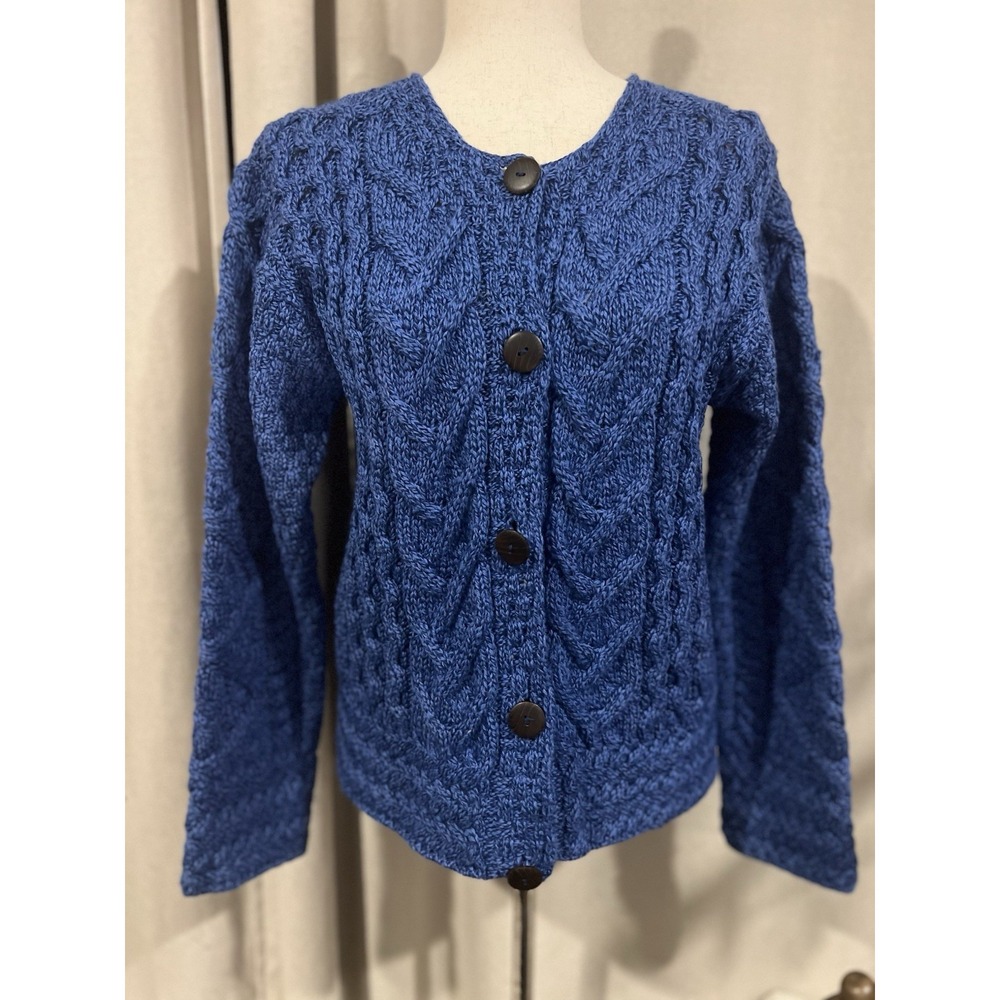 carraig donn cable knit sweater Women's Medium Blue 100% Merino‎ Wool